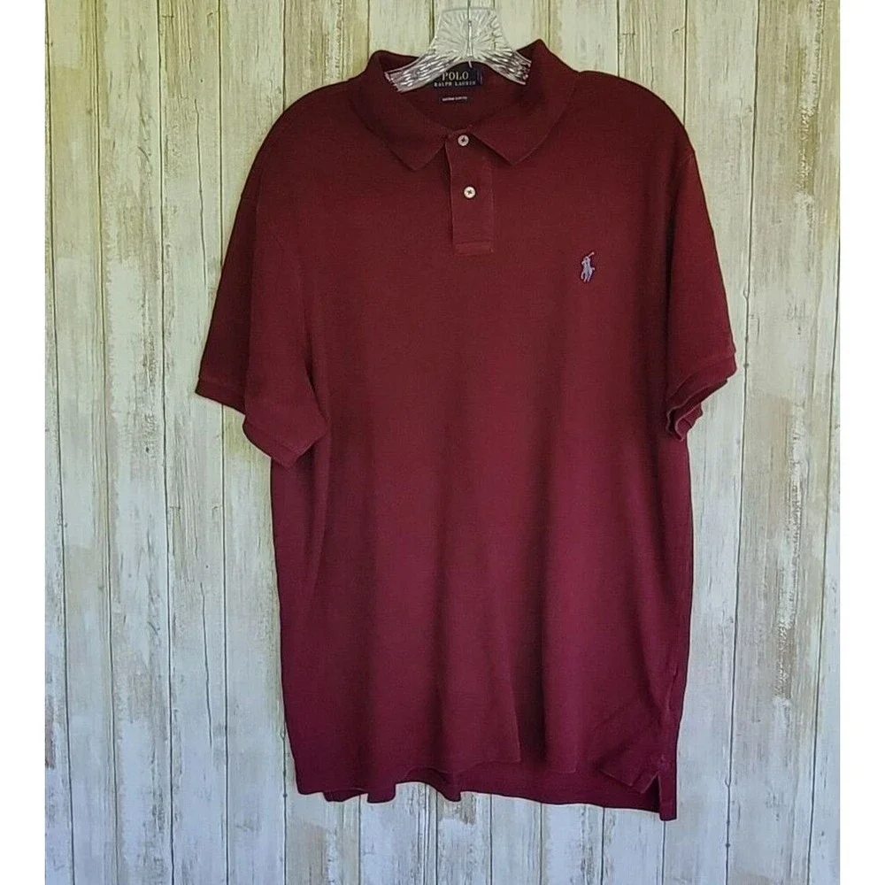 Polo Ralph Lauren Mens Short Sleeves Polo Shirt Sz XL Burgundy